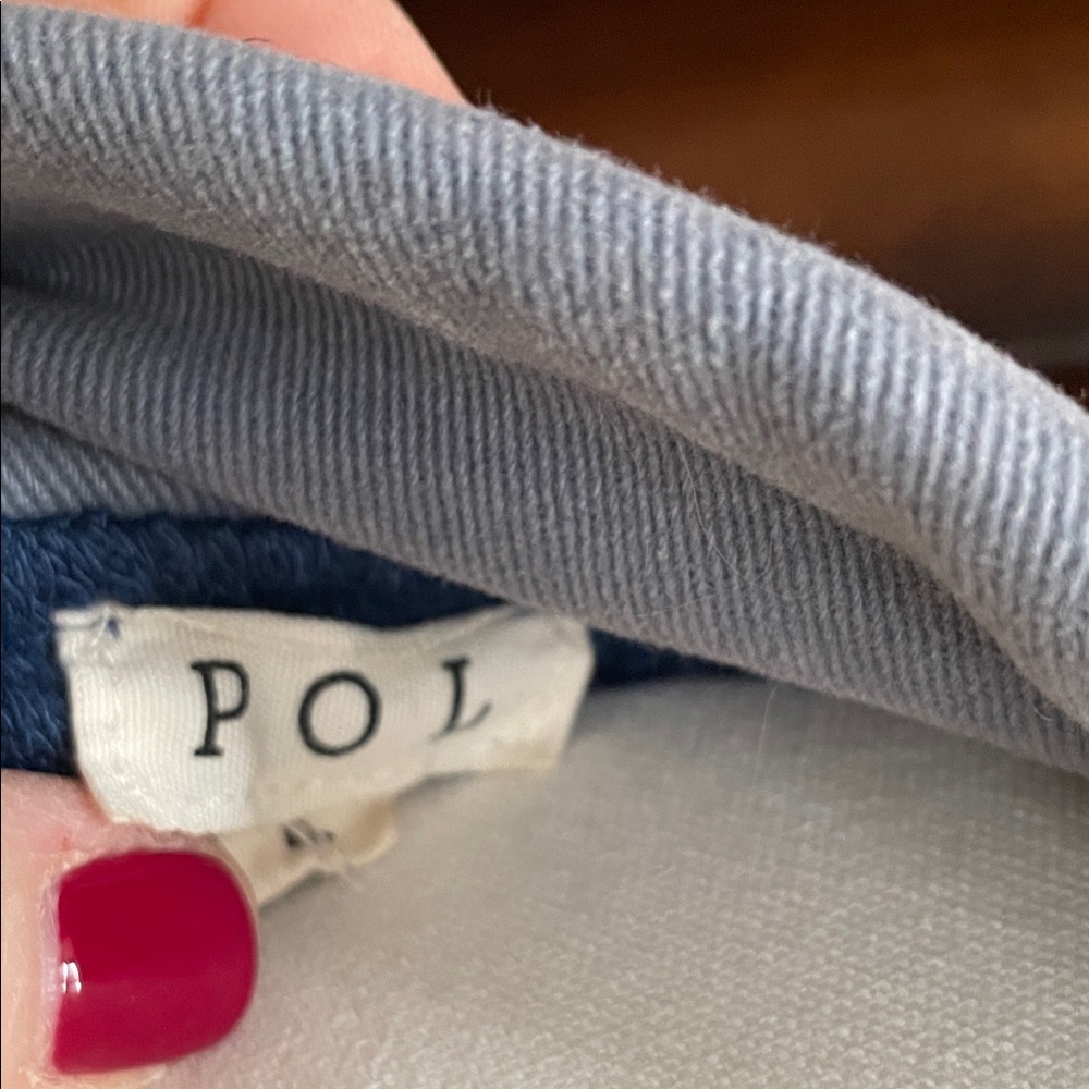 POL Blue and Gray Cable Knit Button-Up Sweater Jacket Large Oversized Gorgeous - Picture 9 of 9